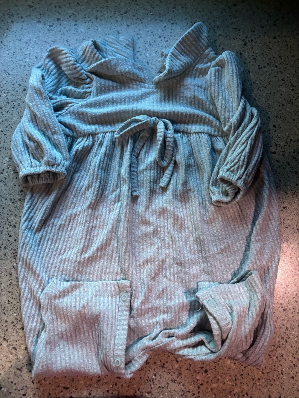 Kids Ribbed One-Piece Pajama - Light Blue